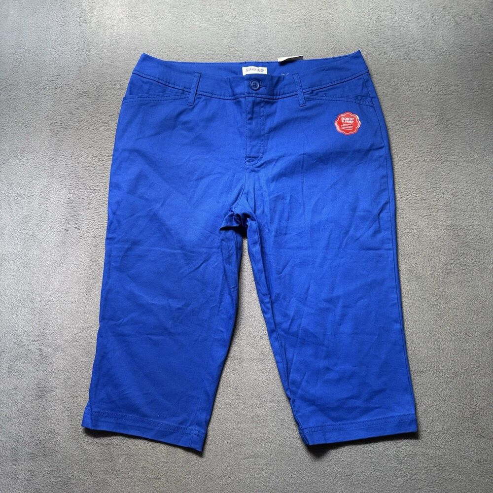 St Johns Bay Womens 14P Capri Pants Blue Secretly Slender Stretch Mid Rise NWT